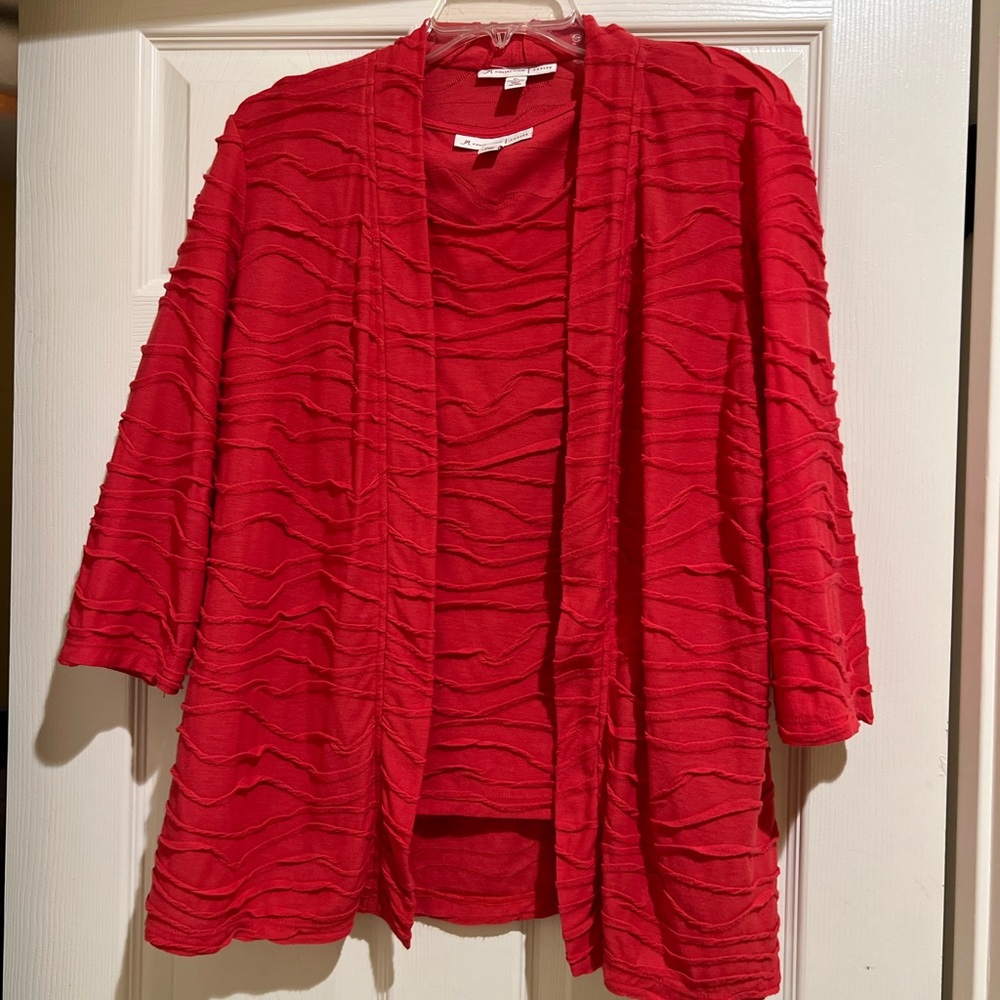 Two piece, coral colored tank with jacket